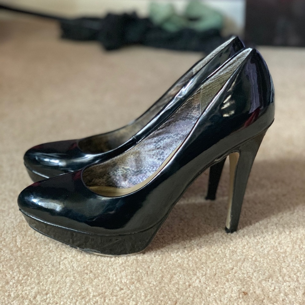 Women’s patent leather high heel pumps